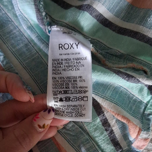 Roxy Striped Midi Dress in Green and Pink - Picture 3 of 6